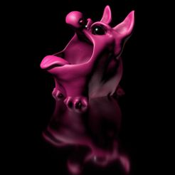 Bluffy-frech-Black.jpg Bluffy with tongue- Qu3D series- as STL 3D print model- Can be used as thread eater/table trash can, storage of small things etc. High polygon.