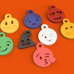 emoji-v2.jpg Télécharger fichier STL gratuit Porte-clés Emoji (Emoticônes Portachiavi) • Objet imprimable en 3D, kenzo88