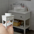MAKERZ a a NES TORNVIKEN NGLE SINK CABINET VRRP G Aas - (ar Miniature IKEA-inspired Hemnes Tornviken Open Single Sink Cabinet for 1:12 Dollhouse, Miniature Bathroom Sink, Furniture for IKEA Doll House