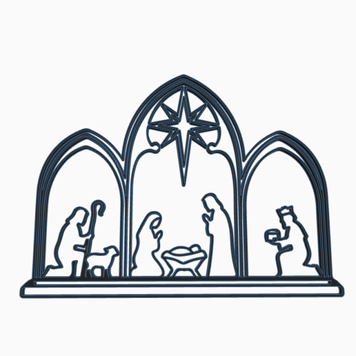 Christmas Nativity Scene Cathedral Window, Holy Family Manger Ornament with Star of Bethlehem, Xmas Home Decor, Religious Blessing