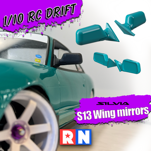🪶 1/10 SILVIA S13 RC DRIFT wing mirrors・ STL File for 3D printing・Cults