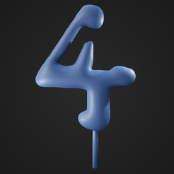 Four_1.png STL file Numeric "Four" puffy cake topper・Model to download and 3D print