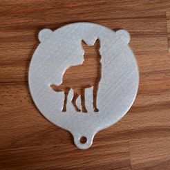 Schablone_Schaeferhund.jpg STL file Stencil for latte or cappuccino, motif: shepherd dog・3D print object to download
