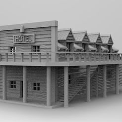 hotel-1.jpg Fichier STL Western Hotel - par WOW Buildings - STL imprimable en 3D. Wargaming, Diorama, Chemin de fer, Modèle réduit・Design pour imprimante 3D à télécharger, ExquisiteDiscoveries