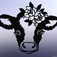 2.jpg Line art cow, 2d cow, cute cow, flower cow, 2d art cow, 2d art flower, wall art cow