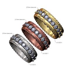 Eternity-3mm-Mid-split-Braided-sides-cigar-band-size6-7-8-00.jpg Archivo STL Eternidad trenzado lados banda de diamantes US tamaños 7 8 9 modelo de impresión 3D・Modelo imprimible en 3D para descargar