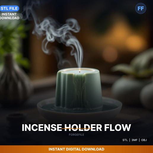 Backflow Incense Cone Holder, Waterfall Smoke Effect, - 3D Printable STL File