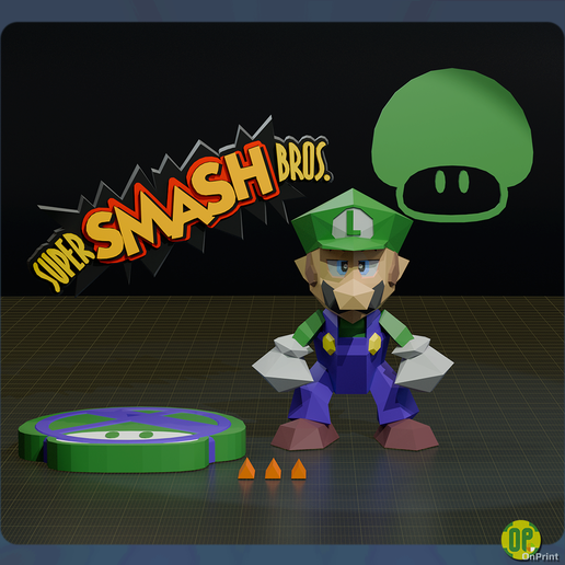 🦸 LUIGI Smash Bros 64 Imprimable -・Fichier 3D pour