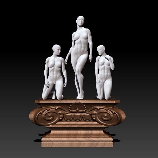 sculpture nude women with base 3D model