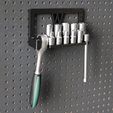 001_1.jpg STL-Datei Tool Holder for Socket Wrench Set 12pcs 1/4" with Extension Bar and Sockets for Wall Mount 001 kostenlos・Design zum 3D-Drucken zum herunterladen