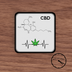 portavasos molecula cbd con puto logo.png STL file Coaster / Weed Coasters - CBD・3D printable design to download