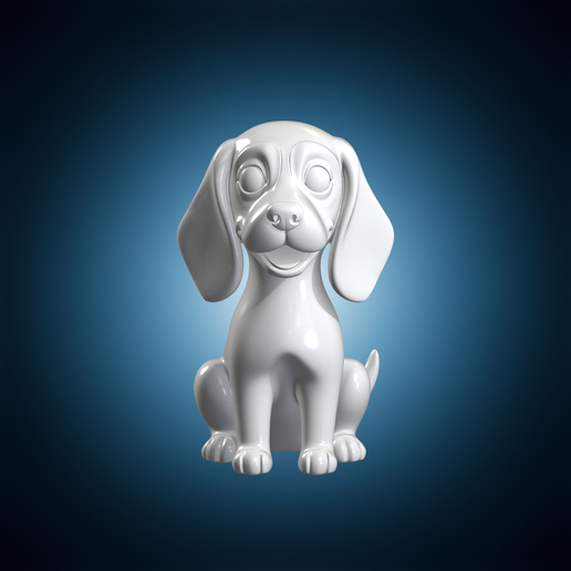 Cartoon Dog Sitting 3D Print Model Animal Figure