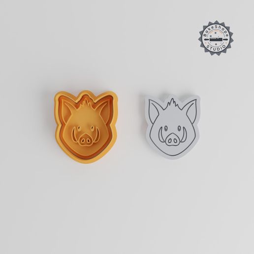 product_5540-02_overview.jpg Cute Boar Cookie Cutter & Stamp Set, Animal Design, Perfect for Fondant, S/M/L Sizes, Forest Swine Collection