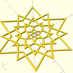 star_chamfer_6.jpg Parametric Flat Star with optional comet tail (OpenSCAD Customizer)