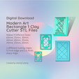 Cover-7.png Modern Art Rectangle 1 Clay Cutter - STL Digital File Download- 9 sizes and 2 Earring Cutter Versions, cookie cutter