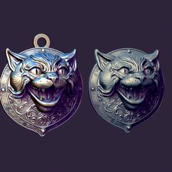 01.jpg STL file CAT MEDALLION・3D printing idea to download