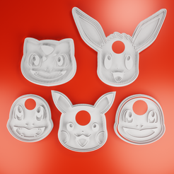 render_001.png STL-Datei Pokemon Ausstecher Plätzchen Gesicht・3D-druckbare Vorlage zum herunterladen