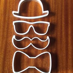 IMG_20200610_154805936 (1).jpg Free STL file Moustache hat lenses bow tie cookie cutter・3D printer model to download