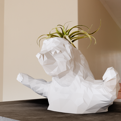 STL file sloth bust planter pot flower vase low poly stl 🦥 ・3D printer ...