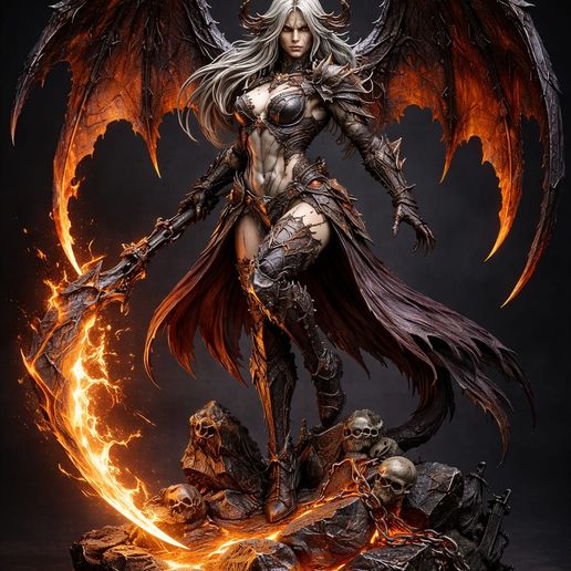 Brutal Demon Queen 32mm Dark Fantasy STL 3D print model