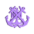 Crossed Anchors with a Gold Foul Anchor.stl Ancres croisées BM avec une ancre fautive