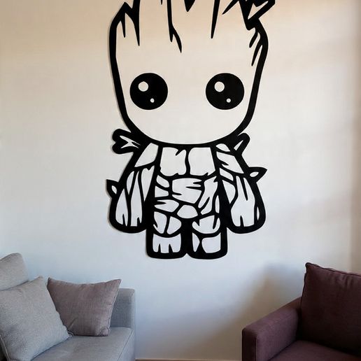 🌱✨ Groot Wall Art - STL for 3D Printing / Laser Cut ✨🌱