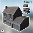 1-PREM.jpg Modern house with tiled roof, stone walls and large garage door (5) - Modern WW2 WW1 World War Diaroma Wargaming RPG Mini Hobby