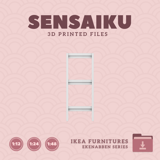 02.-EKENABBEN-Open-Shelf-Unit-33-In-3.png Miniature Replica 02. EKENABBEN Open Shelf Unit 33 In for Miniature Dollhouse - IKEA - 3D Print Instant Download