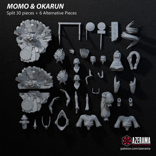 🏃 Momo+Okarun STL pronto para impressão 3D・Arquivo 3D para