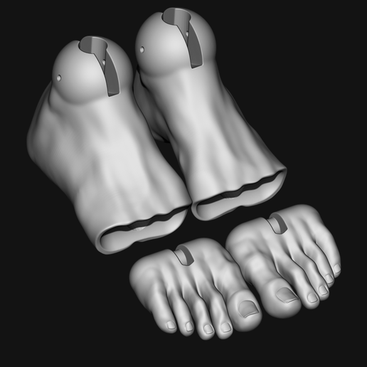7.png 2 parts | BJD Doll Feet STL | 3D Printable Ball Jointed Doll Parts | Custom Doll 的关节脚