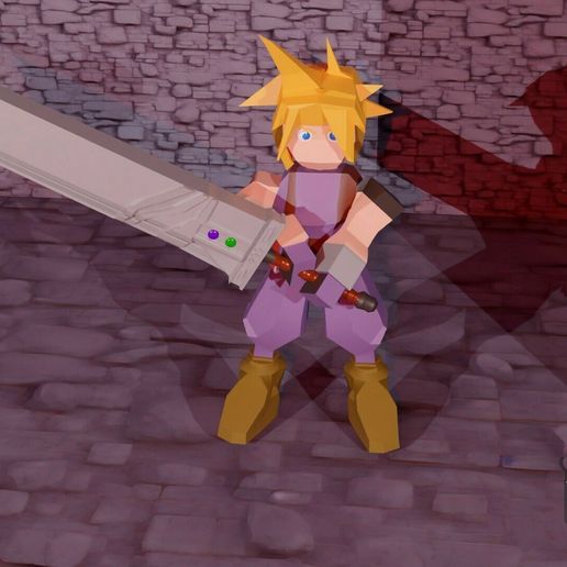 2.jpg Final Fantasy VII - Cloud Low Poly