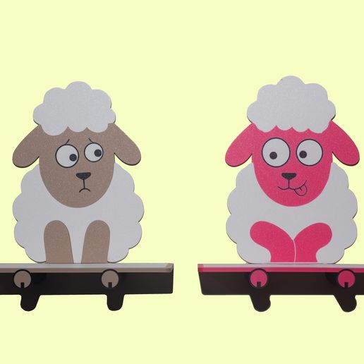 2x Cute & Silly Sheep Decorative Wall Shelves BUNDLE - Floating Shelves 3D Print Models