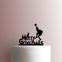 JB_How-the-Grinch-Stole-Christmas-Merry-Grinchmas-225-B208-Cake-Topper.jpg STL-Datei FROHE WEIHNACHTEN GRINCH TOPPER・Design für den 3D-Druck zum Herunterladen
