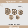 1.png Seashell Clay Cutter Digital STL File for Polymer Clay | DIY Jewelry and Cookie Making Tool | 5 sizes | model 02