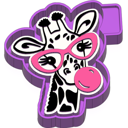 P4083.png Cute Giraffe Blowing Bubble Gum Freshie STL Mold Housing