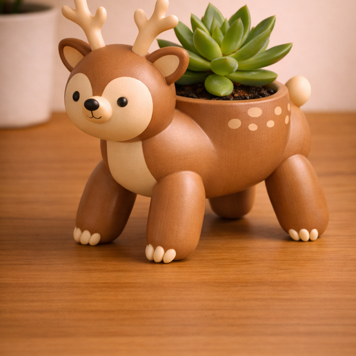 Cute Deer Planter STL  Adorable Animal Plant Pot for Desk & Home Decor  | 3D Printable Succulent Holder STL File for 3D printingCults