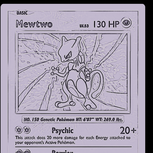 Mewtwo rare Pokemon card STL File for 3D printingCults