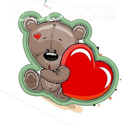 Bear with heart cookie cutter 3D model