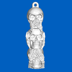 3Sfront.png Free STL file uNuSuaL Ornaments - 3 Wise Skulls・3D printing design to download, ToaKamate
