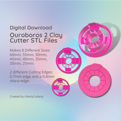 Cover-7.png Archivo 3D Ouroboros 2 Clay Cutter - Mystical Snake STL Digital File Download- 8 tamaños y 2 versiones de cortador Pendientes, colgante, pasador・Diseño para descargar y imprimir en 3D