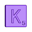Single_Extruded_K.STL Fichier STL gratuit Pièces et support SCRABBBLE・Modèle imprimable en 3D à télécharger