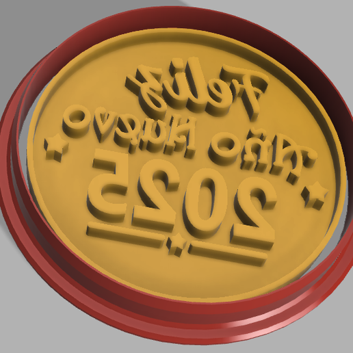 Happy New Year 2025" Round Cutter and Stamp 3D model