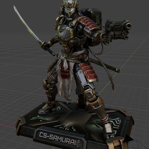 Cyber Samurai Mech - Futuristic Warrior Action Figure STL obj