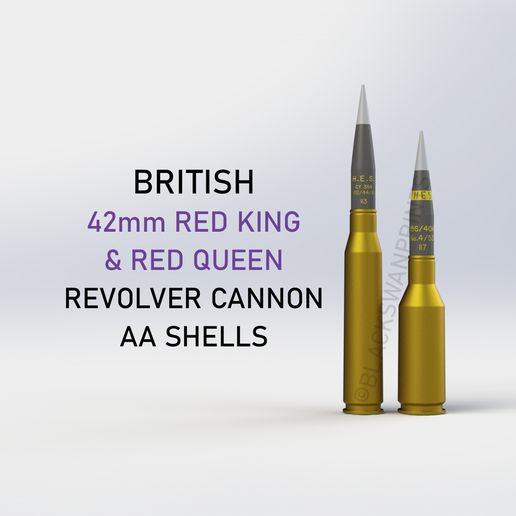 British 42mm Red King & Red Queen Revolver Cannon Cartridges