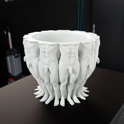 Muscle-Slave-man-pot-planter.jpg STL file Muscle Slave man pot planter - no toys version・3D print design to download