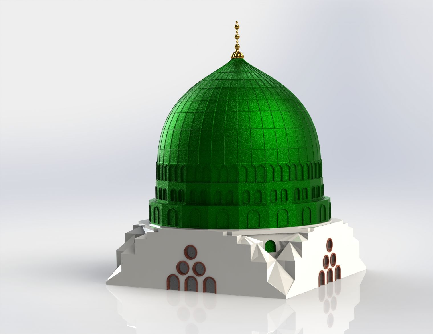 9oba_hkadra.JPG Download STL file The Green Dome of Prophet Muhammad Mosque • 3D print template, cadworkss