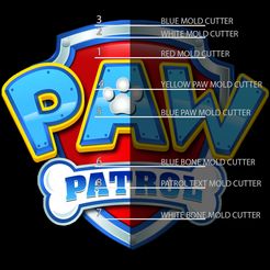 BLUE MOLD CUTTER WHITEMOLD CUTTER i= DVO] Key ays YELLOW PAW MOLD CUTTER BLUE PAW MOLD CUTTER BLUE BONE MOLD CUTTER PATROL TEXT MOLD CUTTER WHITE BONE MOLD CUTTER 3D file PAW PATROL CUTTER MOLDS・3D printer design to download