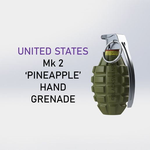 🍍 WW2 US Mk 2 Pineapple Frag Hand Grenade・ 3D File for 3D