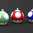 Mushroom keychain 1.2.JPG STL file Mushroom 1up Keychain・Model to download and 3D print