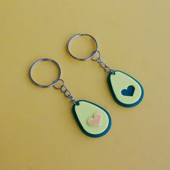avocado2.png STL file Avocado key ring for couples・3D print model to download